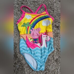 3t Peppa pig swimsuit rainbow unicorn
